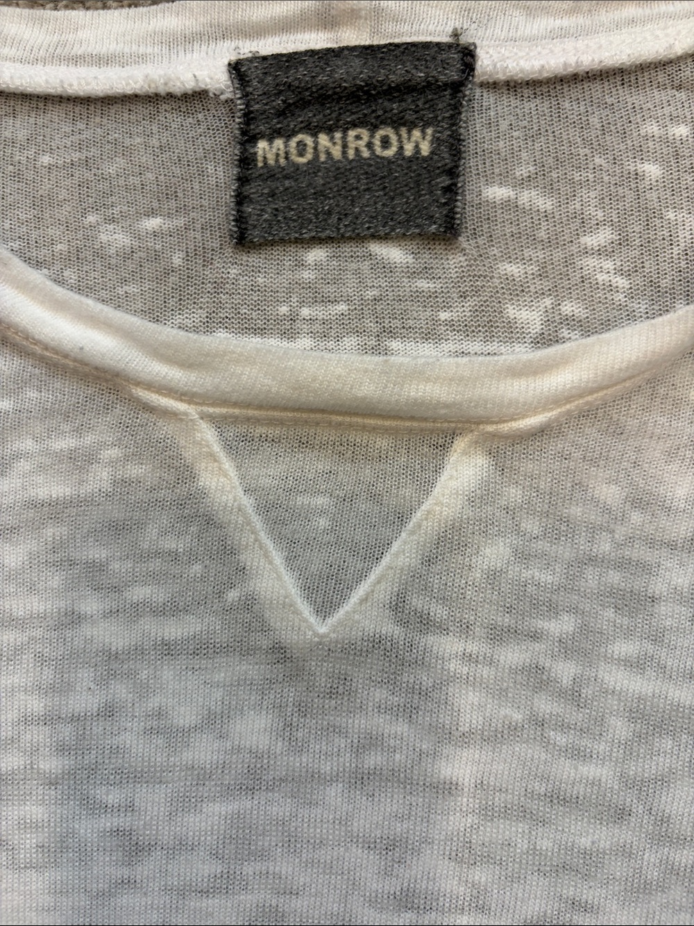 Monrow Sheer White Long-Sleeve Crew M - Picture 2 of 3